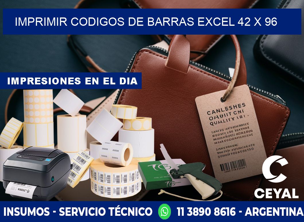IMPRIMIR CODIGOS DE BARRAS EXCEL 42 x 96