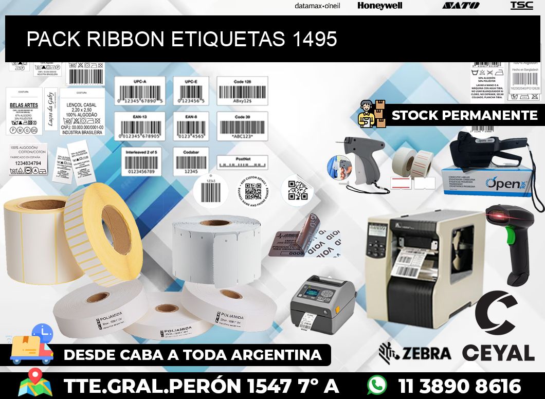 PACK RIBBON ETIQUETAS 1495