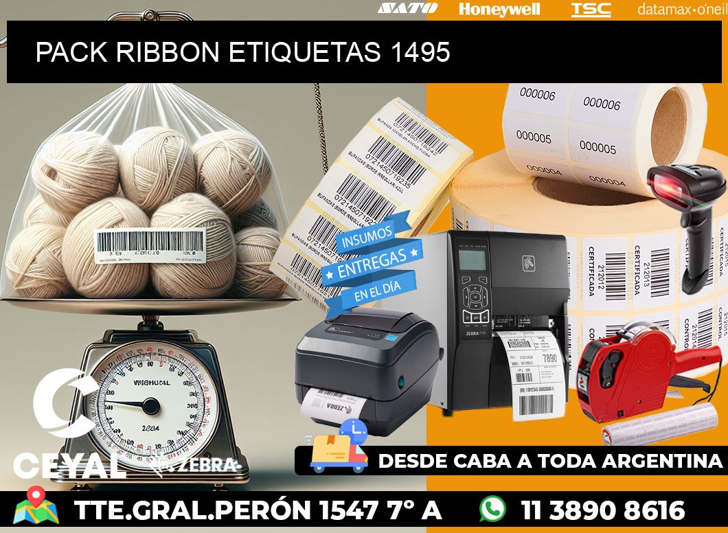 PACK RIBBON ETIQUETAS 1495