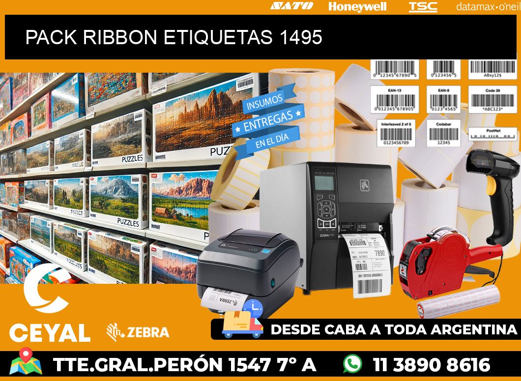 PACK RIBBON ETIQUETAS 1495