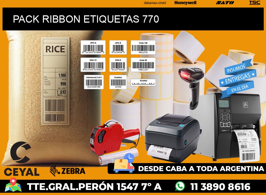 PACK RIBBON ETIQUETAS 770