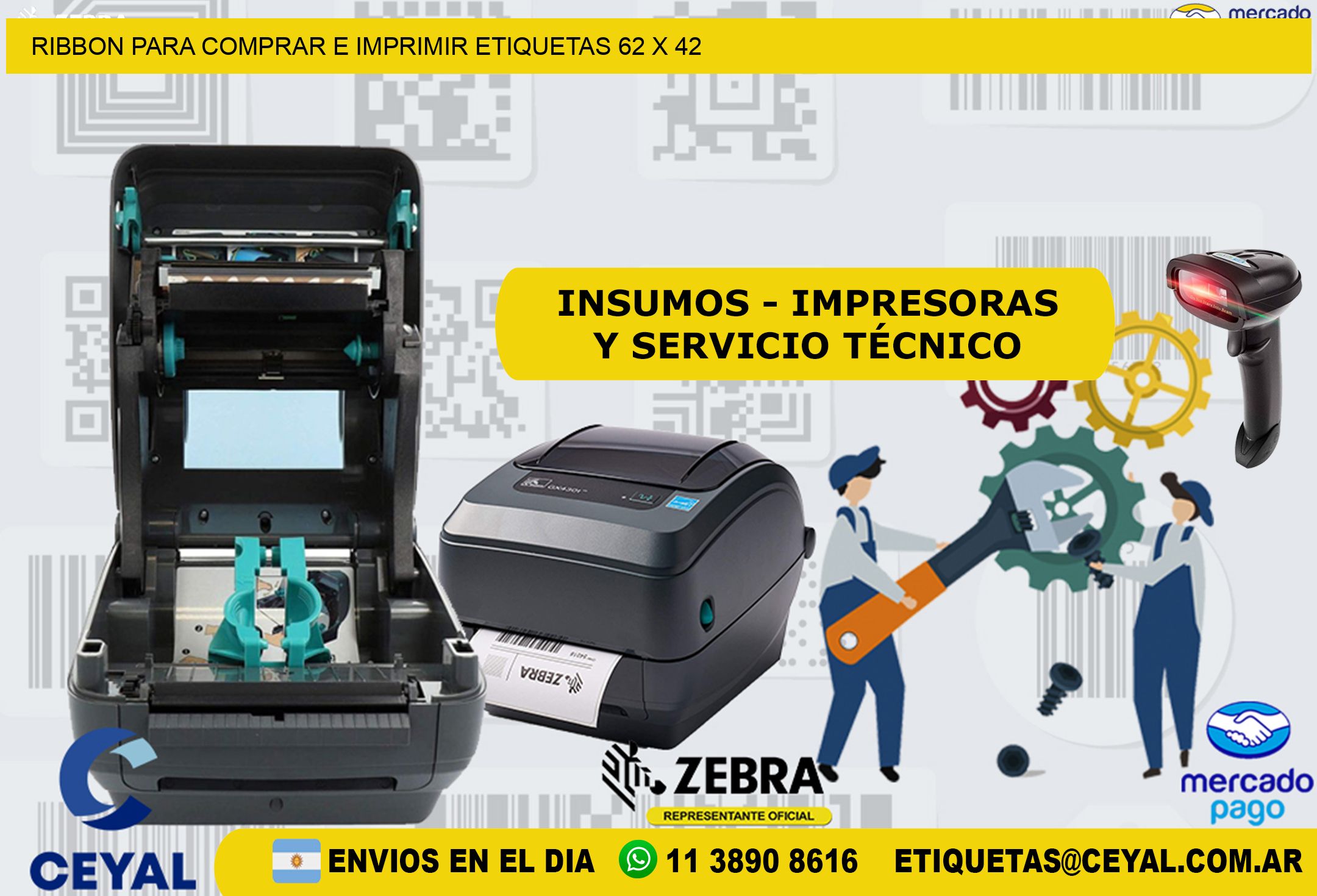 RIBBON PARA COMPRAR E IMPRIMIR ETIQUETAS 62 x 42