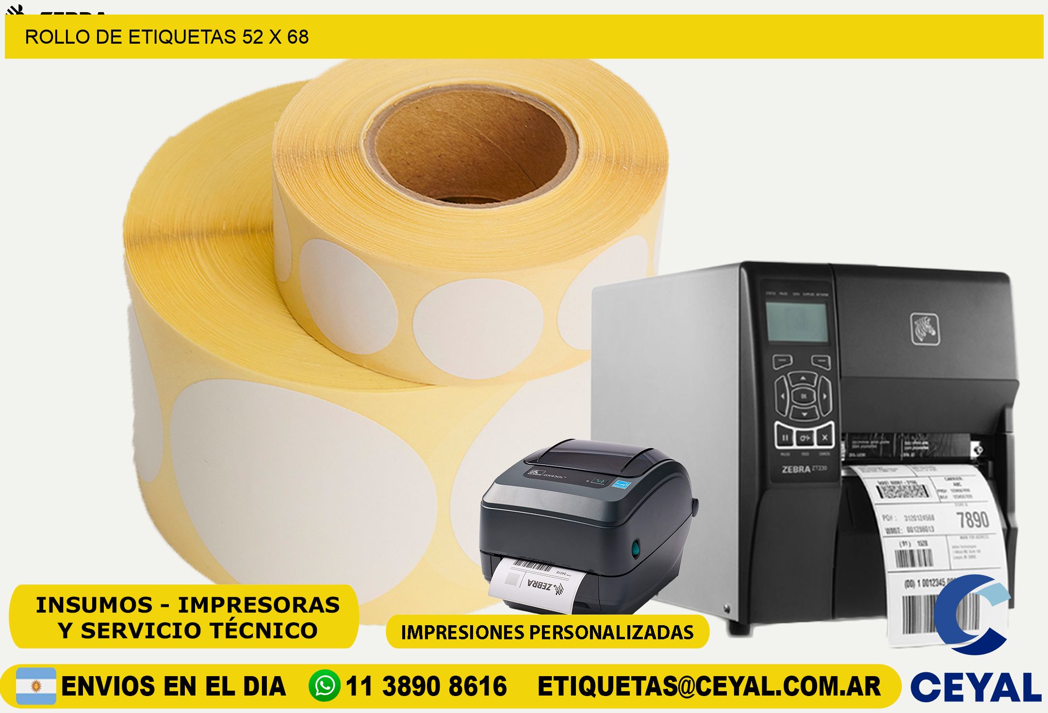 ROLLO DE ETIQUETAS 52 x 68
