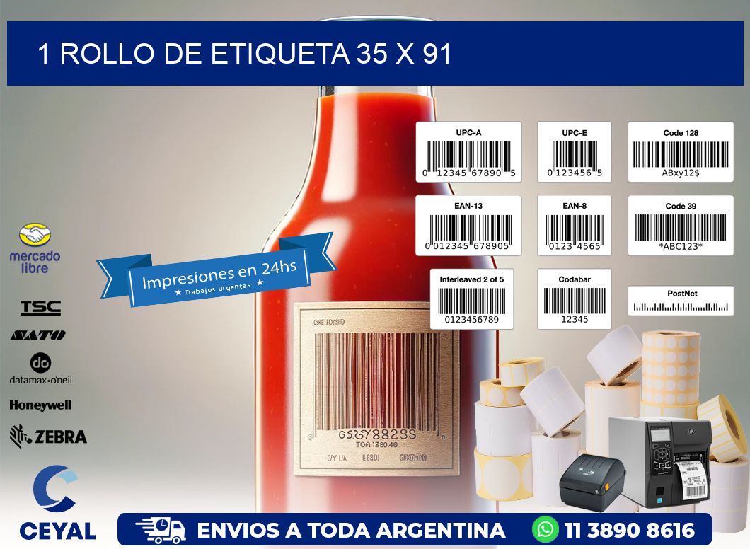 1 ROLLO DE ETIQUETA 35 x 91