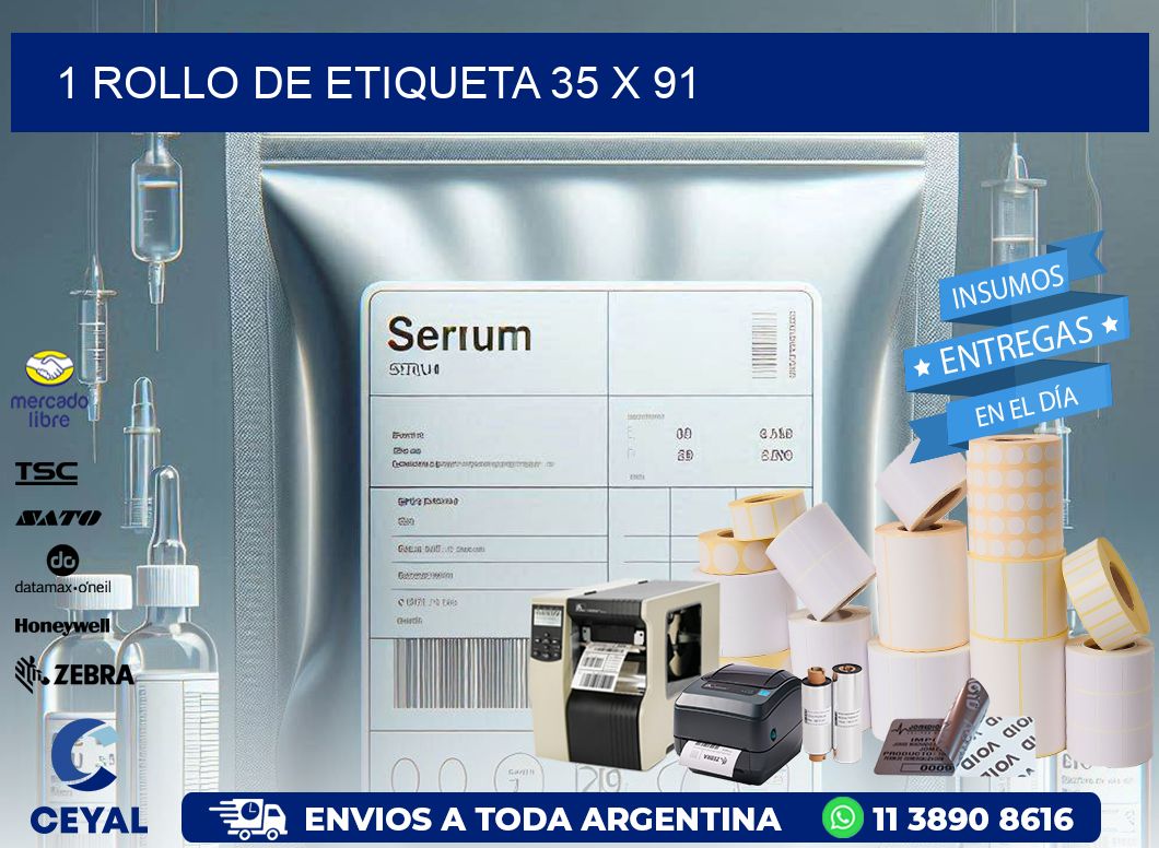 1 ROLLO DE ETIQUETA 35 x 91