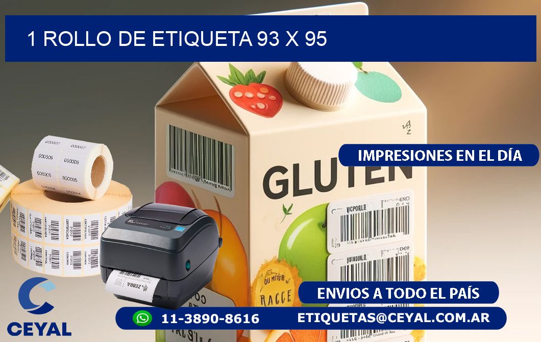 1 ROLLO DE ETIQUETA 93 x 95