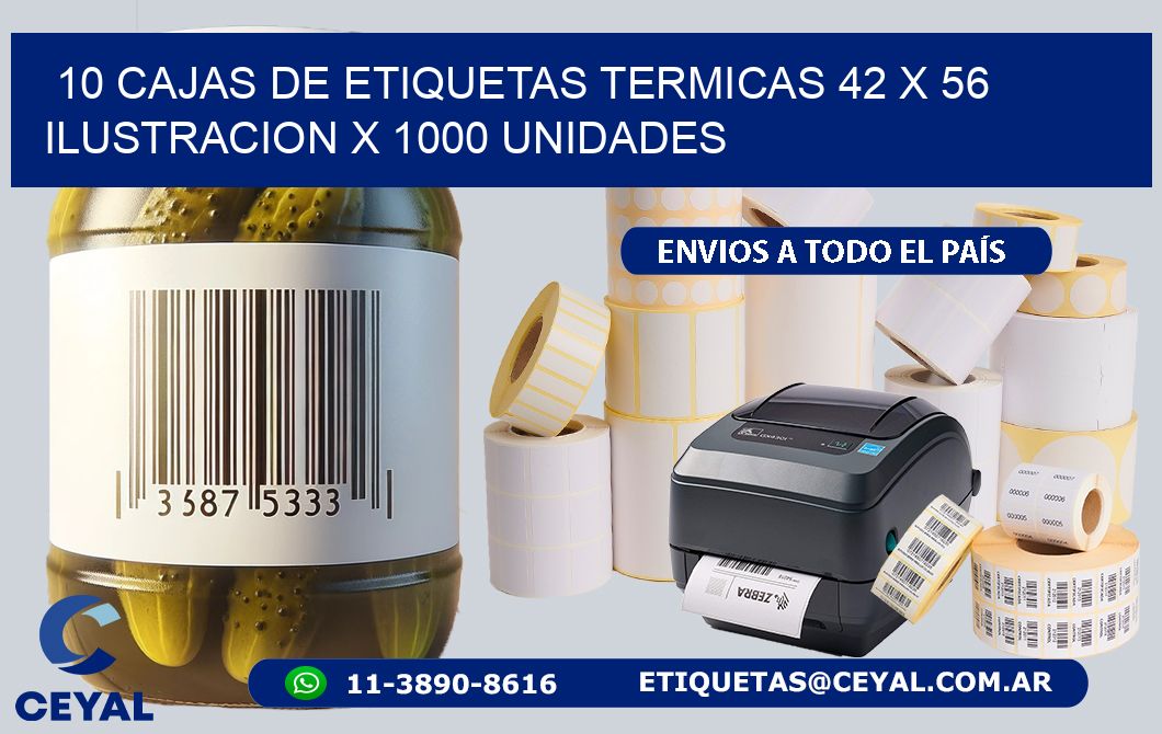 10 CAJAS DE ETIQUETAS TERMICAS 42 x 56 ILUSTRACION X 1000 UNIDADES