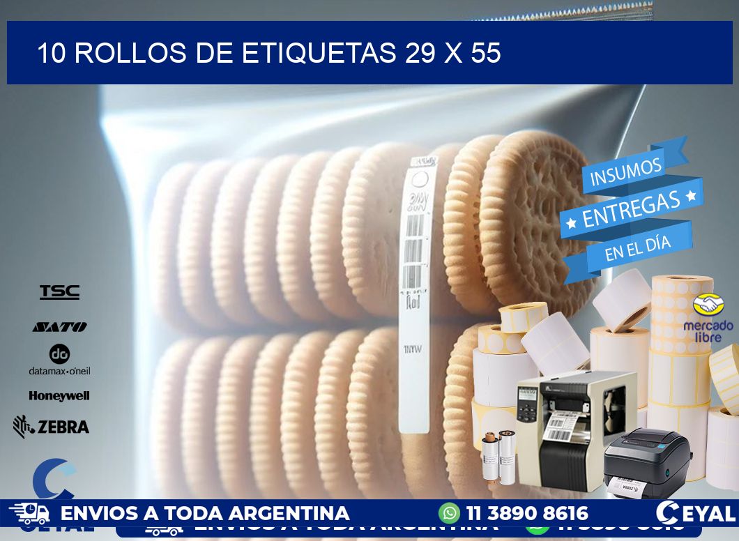 10 ROLLOS DE ETIQUETAS 29 x 55