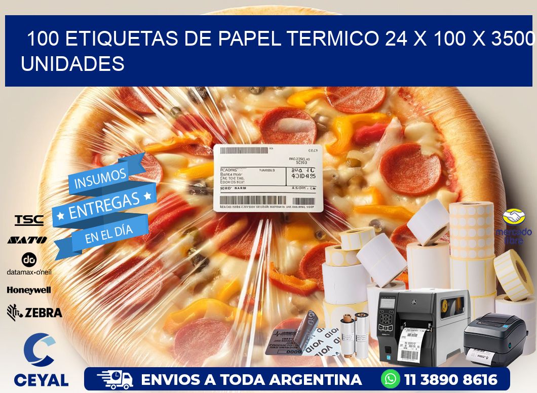100 ETIQUETAS DE PAPEL TERMICO 24 x 100 X 3500 UNIDADES