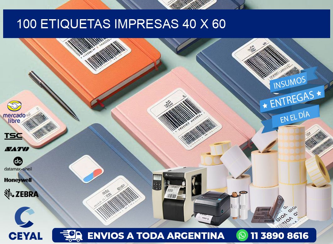 100 ETIQUETAS IMPRESAS 40 x 60