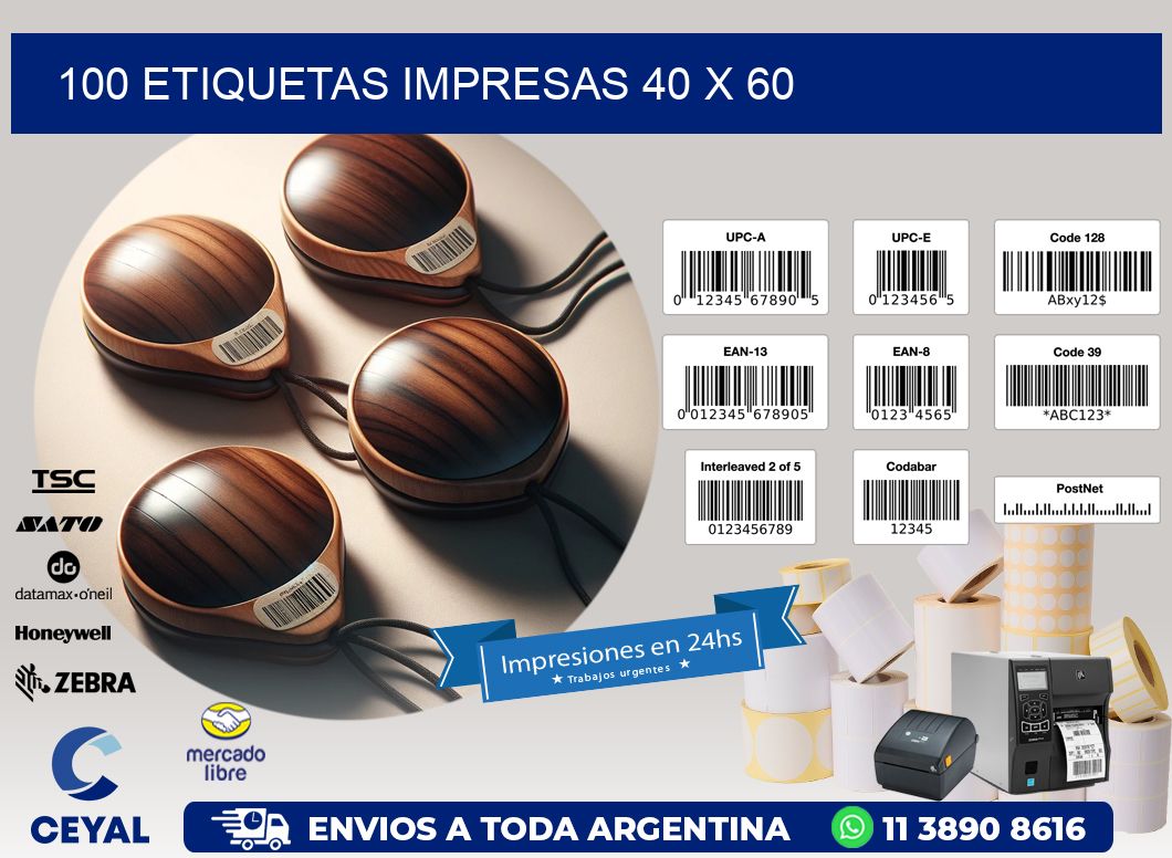 100 ETIQUETAS IMPRESAS 40 x 60
