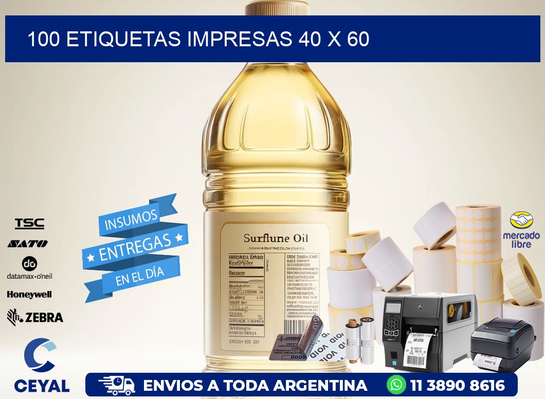 100 ETIQUETAS IMPRESAS 40 x 60