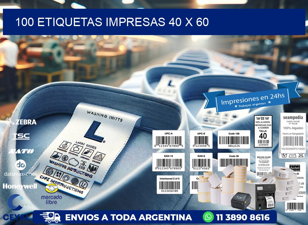 100 ETIQUETAS IMPRESAS 40 x 60