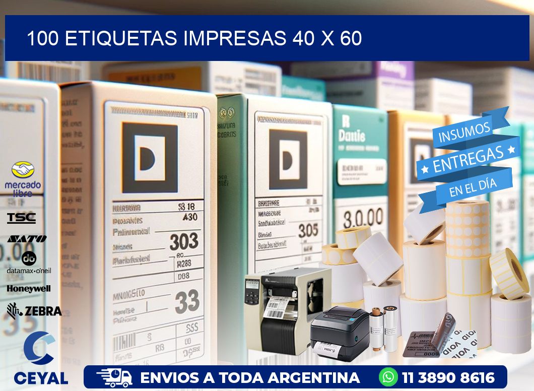 100 ETIQUETAS IMPRESAS 40 x 60