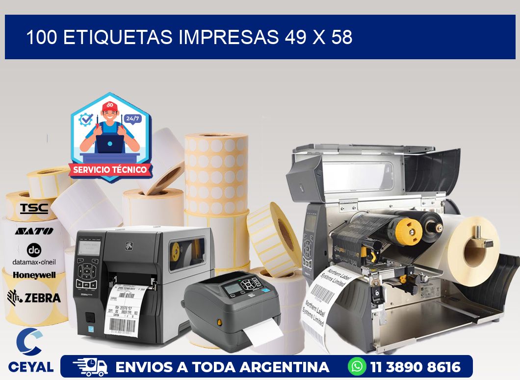 100 ETIQUETAS IMPRESAS 49 x 58
