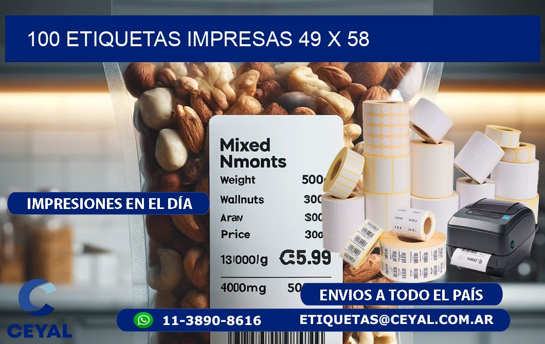 100 ETIQUETAS IMPRESAS 49 x 58