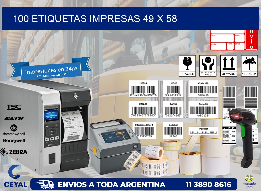 100 ETIQUETAS IMPRESAS 49 x 58