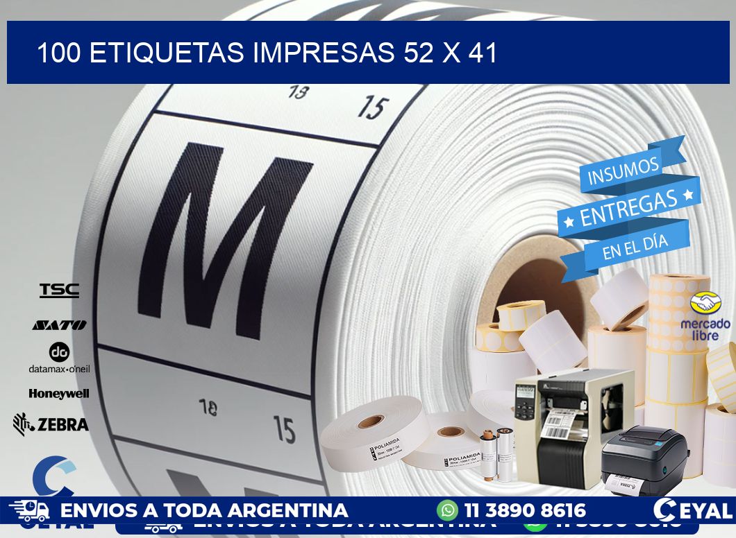 100 ETIQUETAS IMPRESAS 52 x 41