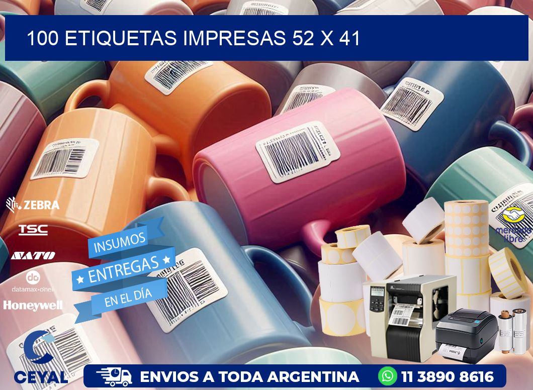 100 ETIQUETAS IMPRESAS 52 x 41