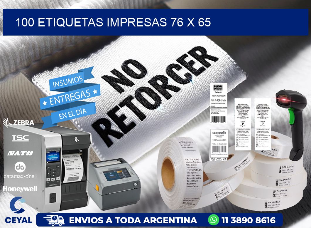 100 ETIQUETAS IMPRESAS 76 x 65