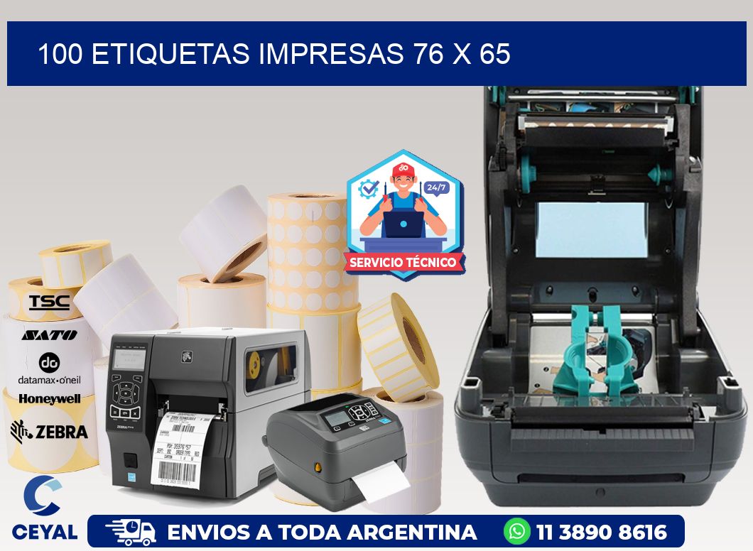 100 ETIQUETAS IMPRESAS 76 x 65