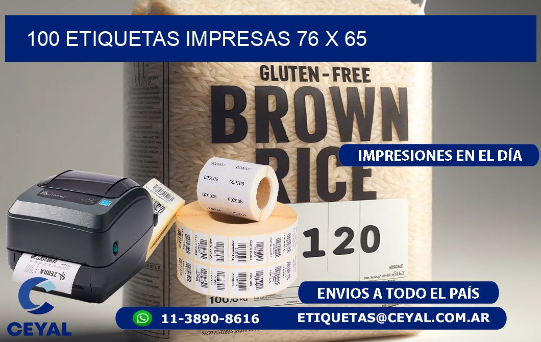 100 ETIQUETAS IMPRESAS 76 x 65