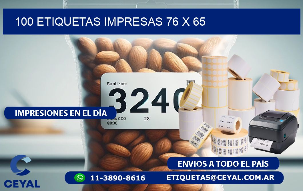 100 ETIQUETAS IMPRESAS 76 x 65