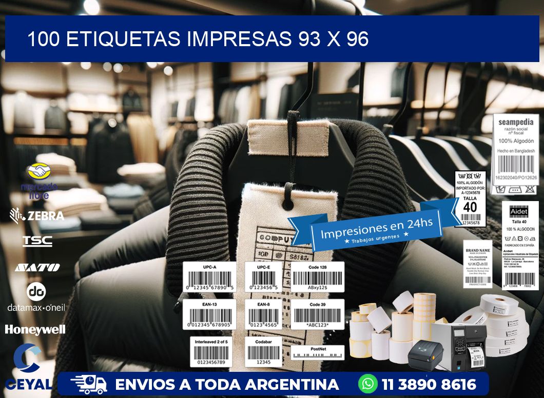 100 ETIQUETAS IMPRESAS 93 x 96