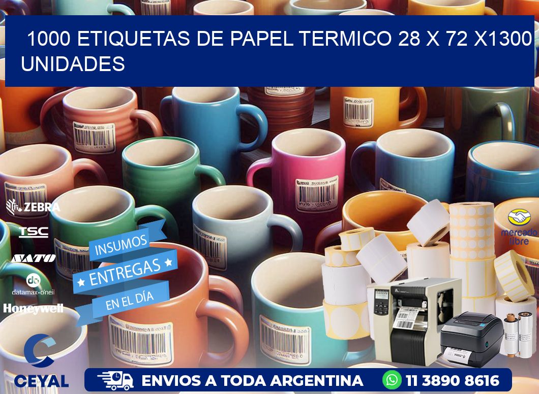 1000 ETIQUETAS DE PAPEL TERMICO 28 x 72 X1300 UNIDADES