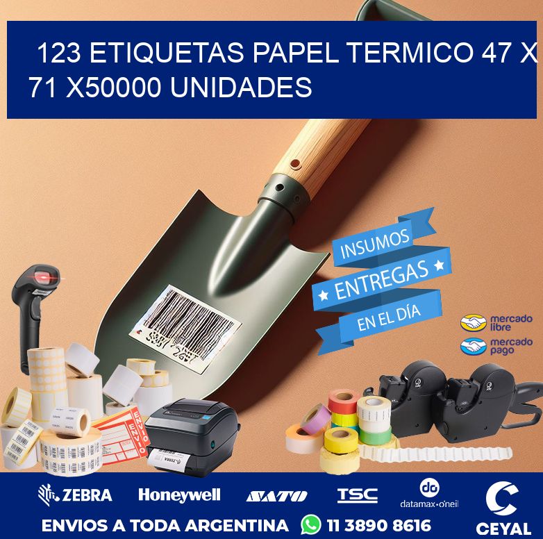 123 ETIQUETAS PAPEL TERMICO 47 x 71 X50000 UNIDADES