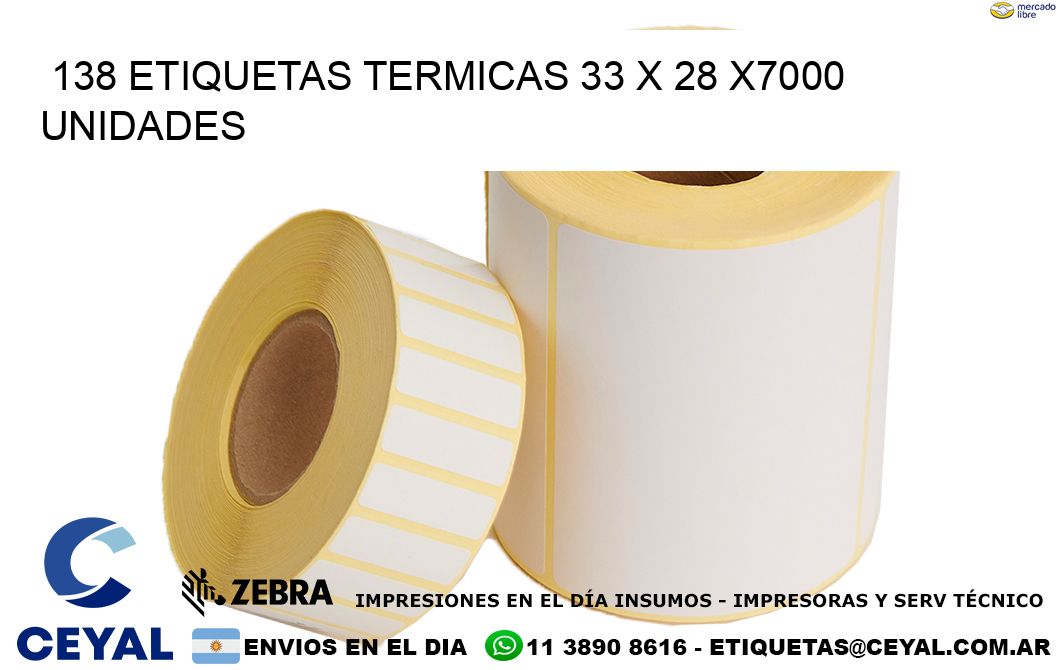138 ETIQUETAS TERMICAS 33 x 28 X7000 UNIDADES