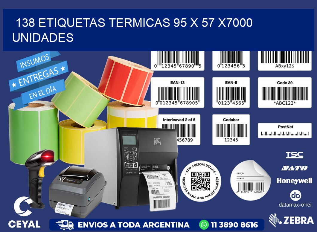 138 ETIQUETAS TERMICAS 95 x 57 X7000 UNIDADES