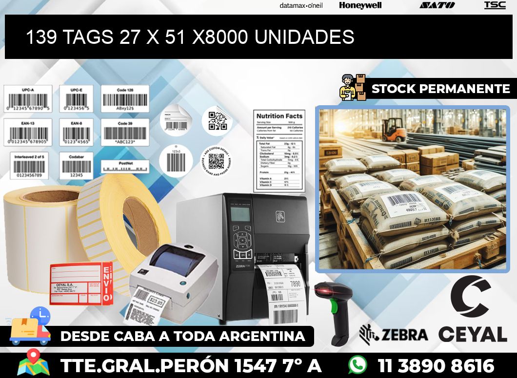 139 TAGS 27 x 51 X8000 UNIDADES