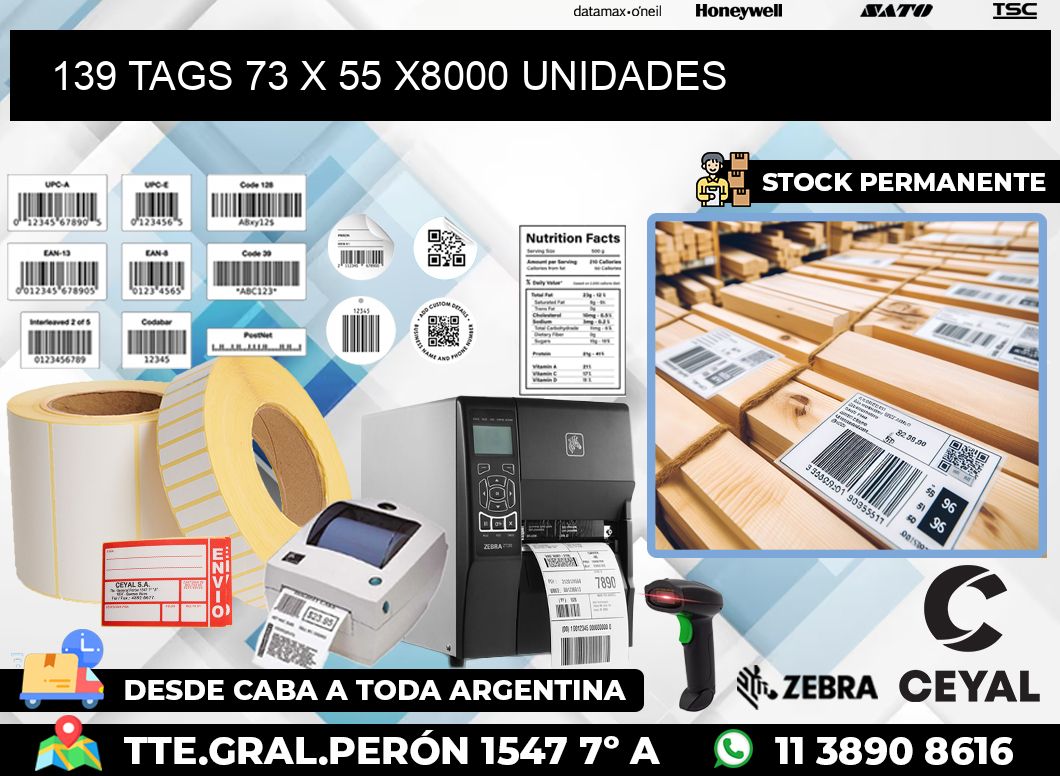 139 TAGS 73 x 55 X8000 UNIDADES