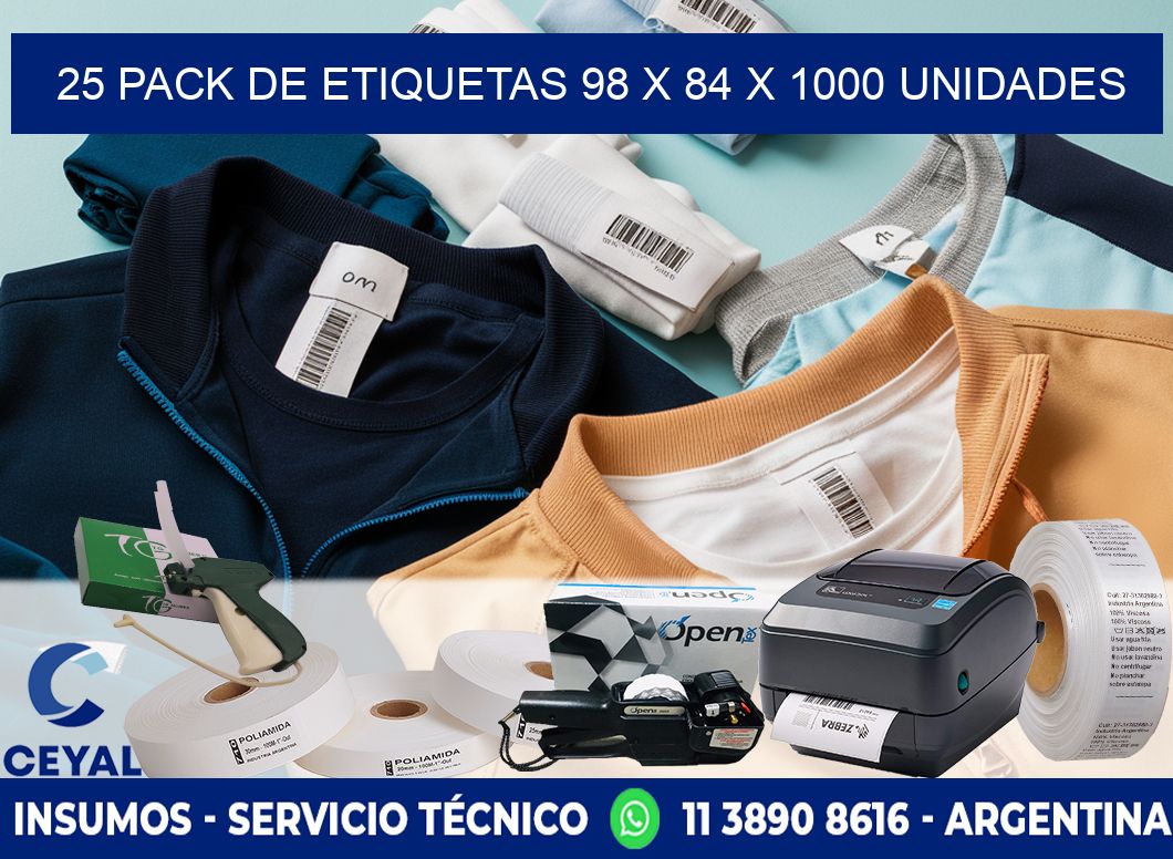 25 PACK DE ETIQUETAS 98 x 84 X 1000 UNIDADES