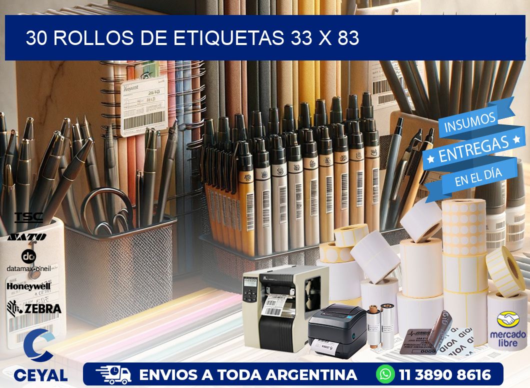 30 ROLLOS DE ETIQUETAS 33 x 83