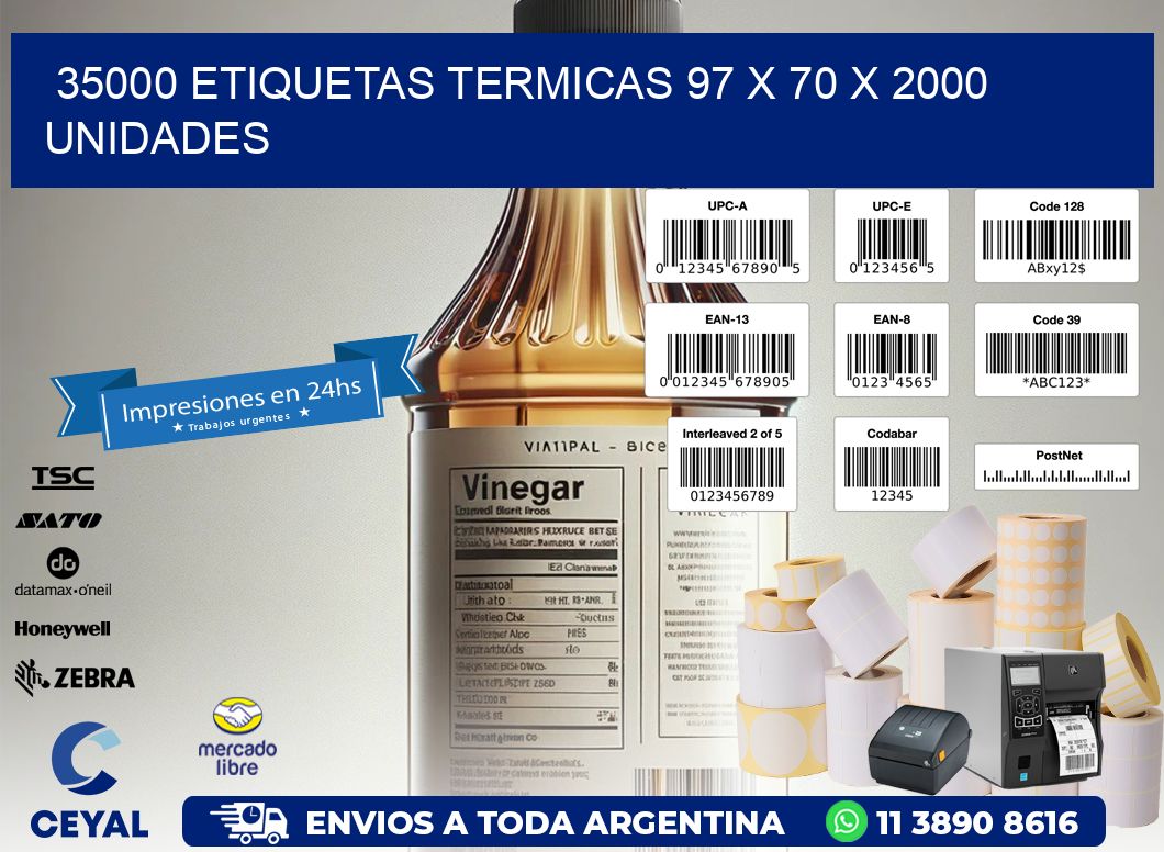 35000 ETIQUETAS TERMICAS 97 x 70 X 2000 UNIDADES