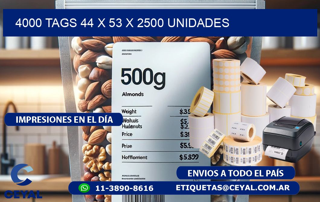 4000 TAGS 44 x 53 X 2500 UNIDADES