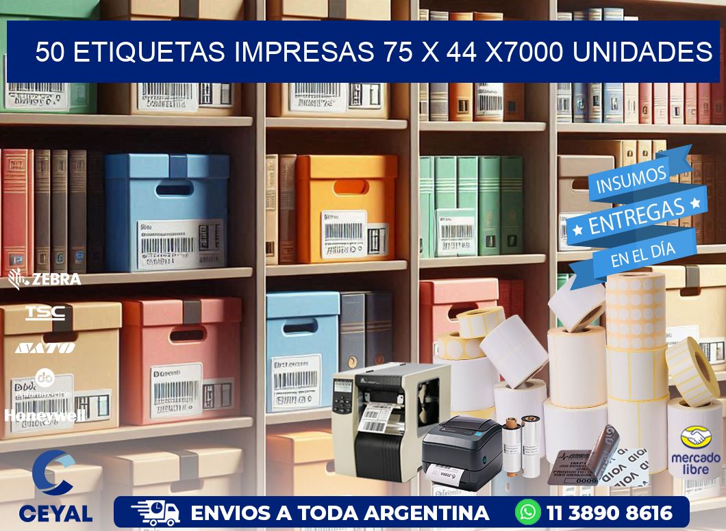 50 ETIQUETAS IMPRESAS 75 x 44 X7000 UNIDADES