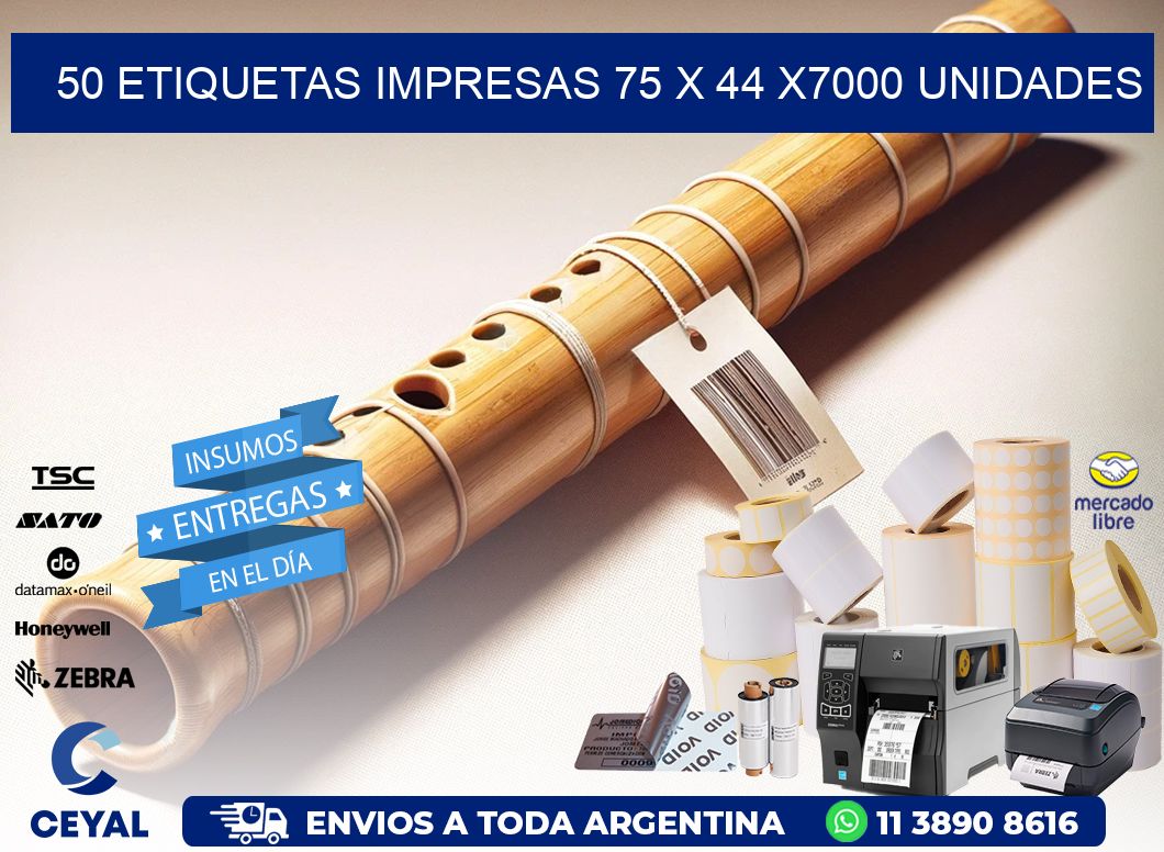 50 ETIQUETAS IMPRESAS 75 x 44 X7000 UNIDADES