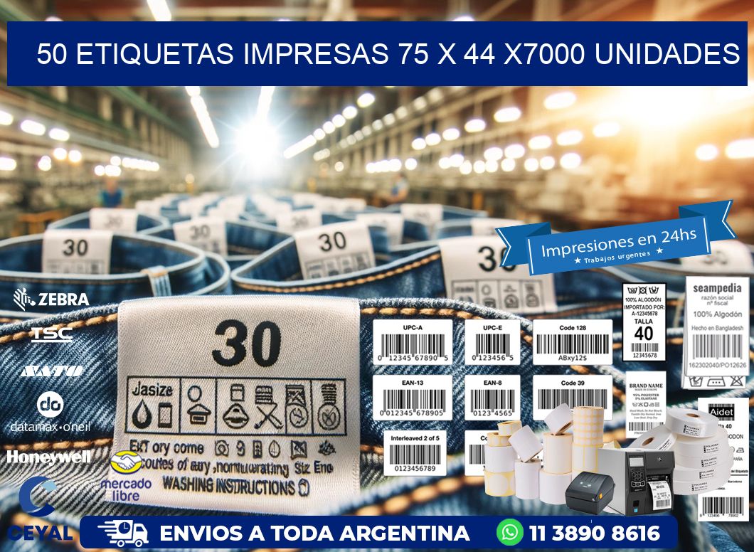 50 ETIQUETAS IMPRESAS 75 x 44 X7000 UNIDADES