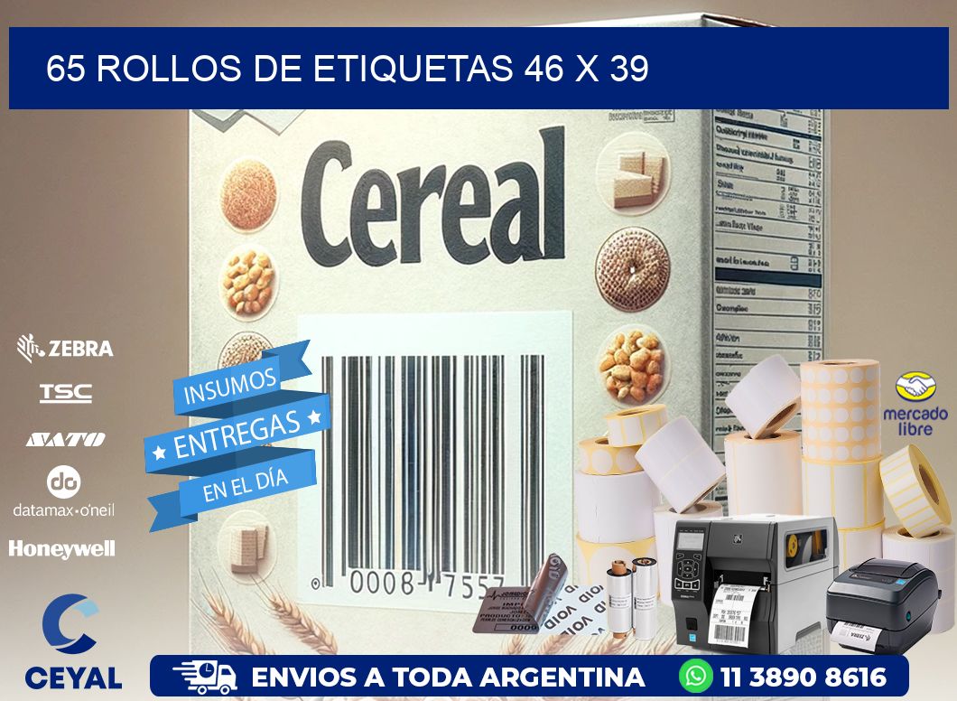 65 ROLLOS DE ETIQUETAS 46 x 39