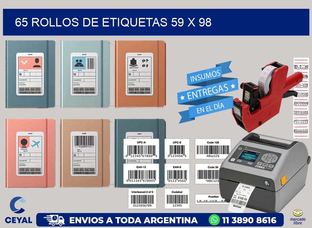 65 ROLLOS DE ETIQUETAS 59 x 98