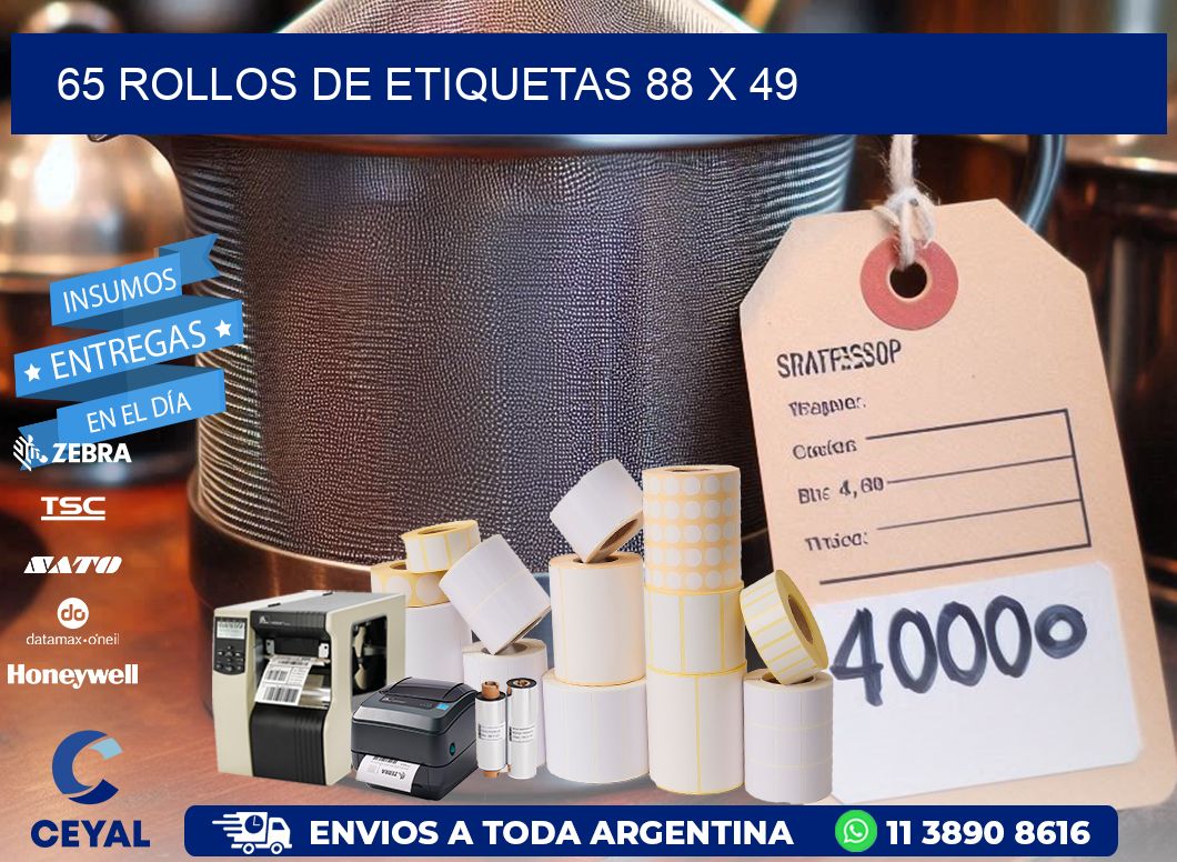 65 ROLLOS DE ETIQUETAS 88 x 49