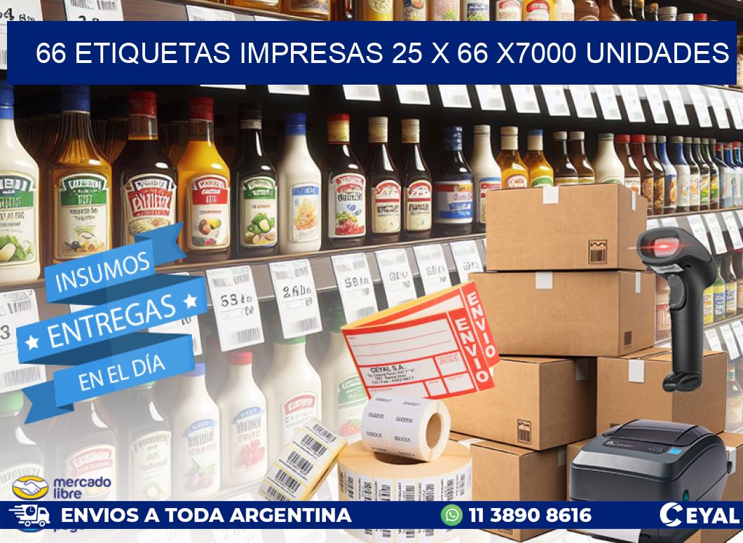 66 ETIQUETAS IMPRESAS 25 x 66 X7000 UNIDADES