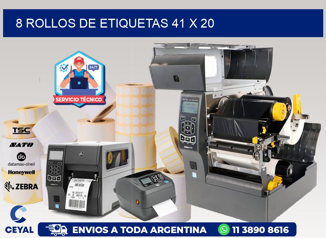 8 ROLLOS DE ETIQUETAS 41 x 20