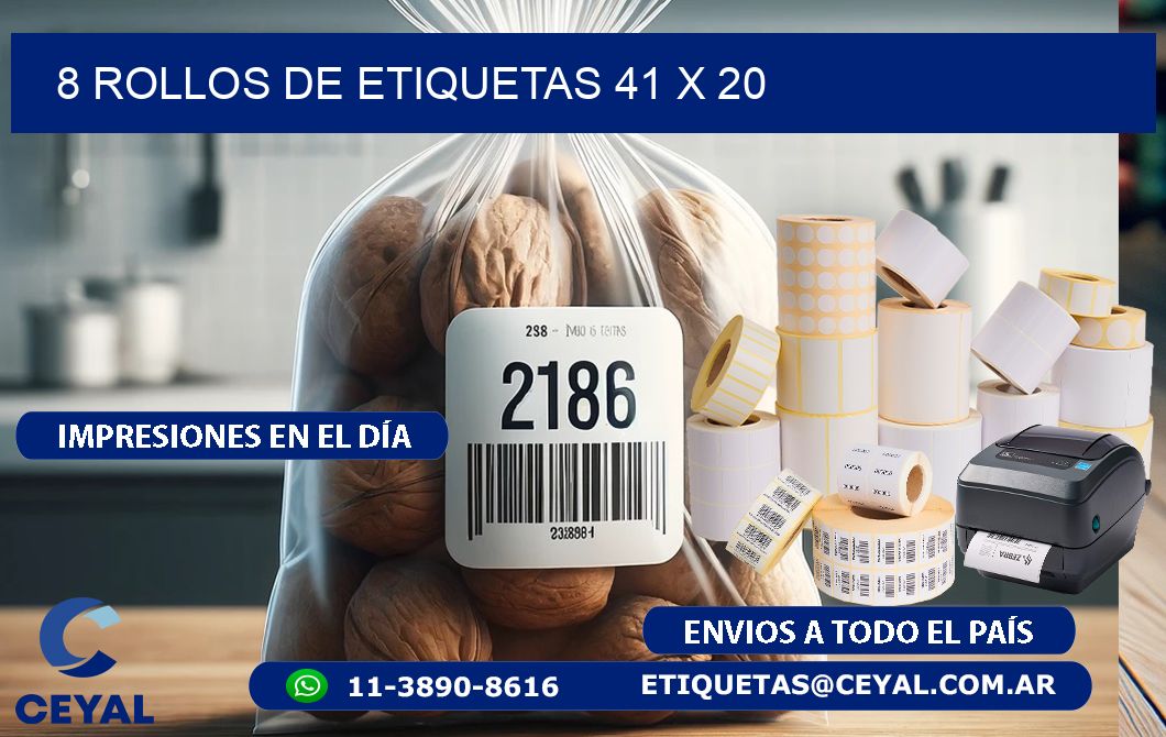 8 ROLLOS DE ETIQUETAS 41 x 20