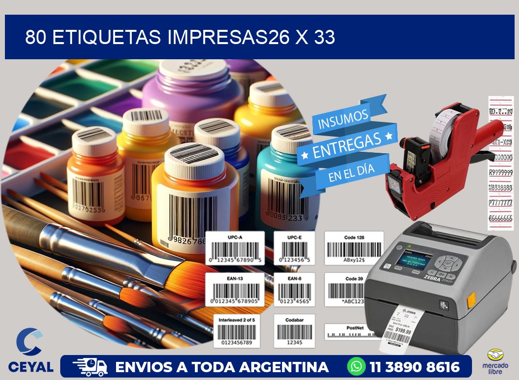 80 ETIQUETAS IMPRESAS26 x 33