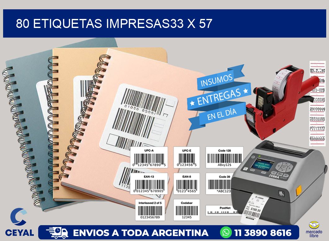 80 ETIQUETAS IMPRESAS33 x 57