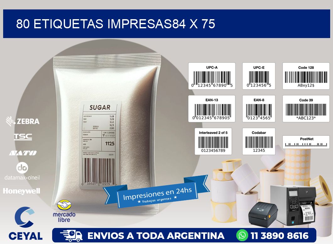 80 ETIQUETAS IMPRESAS84 x 75